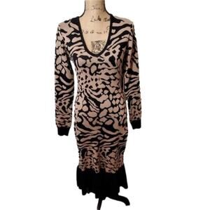Cliche leopard‎ ocelot bodycon sweater dress size large New!!!!!